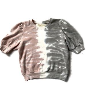 Womens Short puff sleeve tie dye sweatshirt